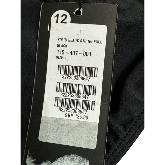 ViX Paula Hermanny Sz L Solid Beads Paula Full Back Bikini Bottom Black Gold New - Picture 7 of 7